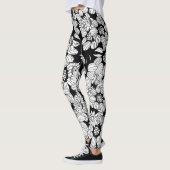 Witte bloemen op een zwarte achtergrond leggings (Links)