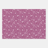 Witte bloemen op frambozen inpakpapier vel (Voorkant 3)