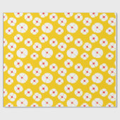 Witte bloemen op goud cadeaupapier (Vlak)