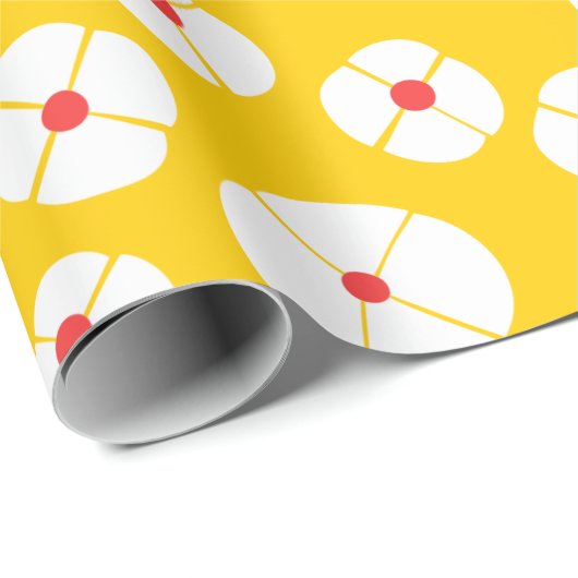 Witte bloemen op goud cadeaupapier (Rol Hoek)