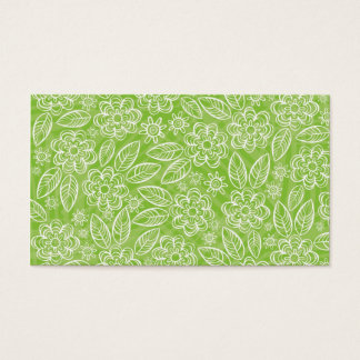 Witte bloemen op groene achtergrond visitekaartjes