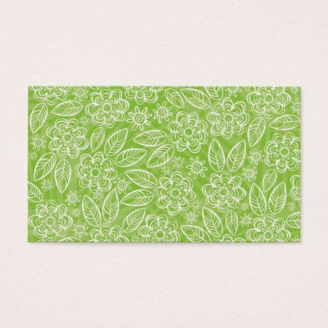 Witte bloemen op groene achtergrond visitekaartjes (Voorkant)