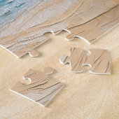 Witte bloemen op het strand olieverfschilderij legpuzzel (Zijkant)