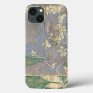 Witte bloemen op krantenpapier achtergrond Case-Mate iPhone case