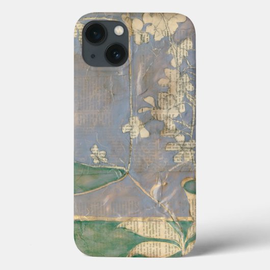 Witte bloemen op krantenpapier achtergrond Case-Mate iPhone case (Achterkant)