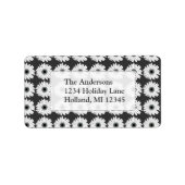 Witte bloemen op label voor diep grijs retouradres (Voorkant)