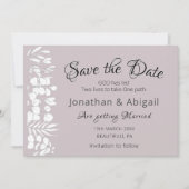 Witte Bloemen op Lavendel Inspirerend bruiloft Save The Date (Voorkant)