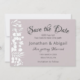 Witte Bloemen op Lavendel Inspirerend bruiloft Save The Date