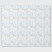 Witte bloemen op lichtblauw. cadeaupapier (Vlak)