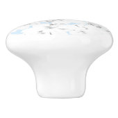 Witte bloemen op lichtblauw. keramische knop (Zijkant)