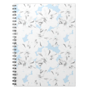 Witte bloemen op lichtblauw. notitieboek