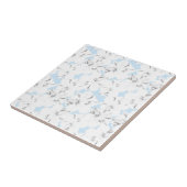 Witte bloemen op lichtblauw. tegeltje (Zijkant)