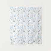 Witte bloemen op lichtblauw. wandkleed (Voorkant)