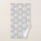 Witte bloemen op lichtgrijs bad handdoek (Handdoek)