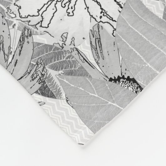 Witte bloemen op lichtgrijs. fleece deken (Hoek)