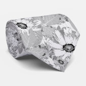 Witte bloemen op lichtgrijs. stropdas (Opgerold)