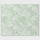 Witte bloemen op lichtgroen. cadeaupapier (Vlak)