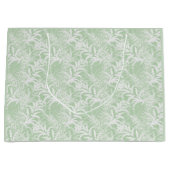 Witte bloemen op lichtgroen. groot cadeauzakje (Voorkant)