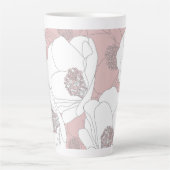 Witte bloemen op lichtroze latte mok (Voorkant)