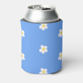 Witte bloemen op Lila achtergrond Blikjeskoeler (Blikje Achterkant)