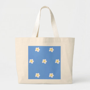 Witte bloemen op Lila achtergrond Grote Tote Bag