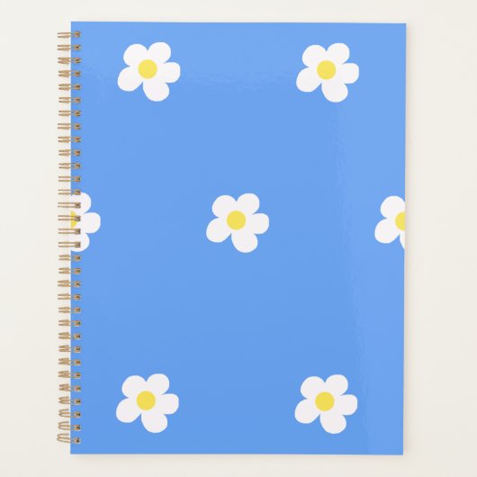 Witte bloemen op Lila achtergrond Planner (Voorkant)