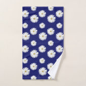 Witte bloemen op marineblauw bad handdoek (Handdoek)