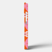 Witte bloemen op midden eeuw roze cirkels patroon Case-Mate iPhone case (Achterkant / Links)