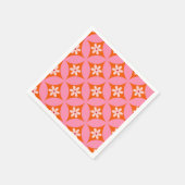 Witte bloemen op midden eeuw roze cirkels patroon servet (Hoek)