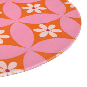 Witte bloemen op midden eeuw roze cirkels patroon snijplank (Hoek)