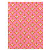 Witte bloemen op midden eeuw roze cirkels patroon tafelkleed (Voorkant)