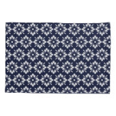 Witte bloemen op middernacht blauwe achtergrond kussensloop (Achterkant-Links)