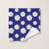 Witte bloemen op Navy Blue Bad Handdoek (Wasdoekje)