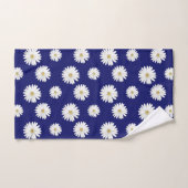 Witte bloemen op Navy Blue Bad Handdoek (Handdoek)