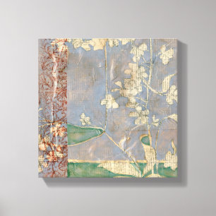 Witte bloemen op Newsprint Achtergrond Canvas Afdruk