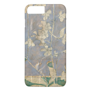 Witte bloemen op Newsprint Achtergrond iPhone 8/7 Plus Hoesje