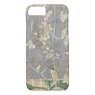 Witte bloemen op Newsprint Achtergrond iPhone 8/7 Hoesje