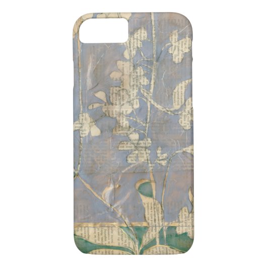 Witte bloemen op Newsprint Achtergrond Case-Mate iPhone Case (Achterkant)