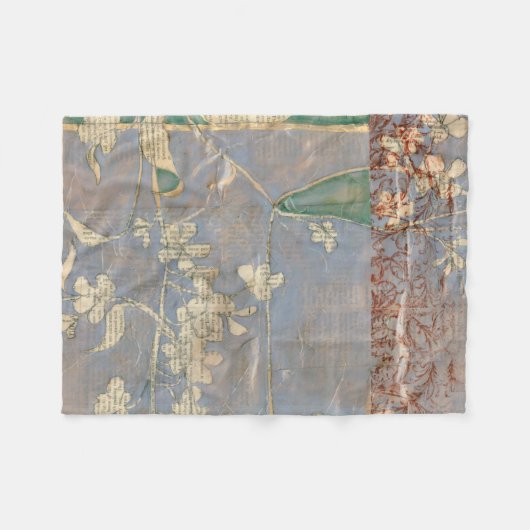 Witte bloemen op Newsprint Achtergrond Fleece Deken (Voorkant (Horizontaal))
