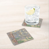 Witte bloemen op Newsprint Achtergrond Kartonnen Onderzetters (Insitu)