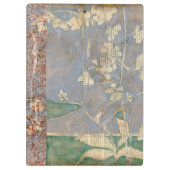 Witte bloemen op Newsprint Achtergrond Klembord (Achterkant)