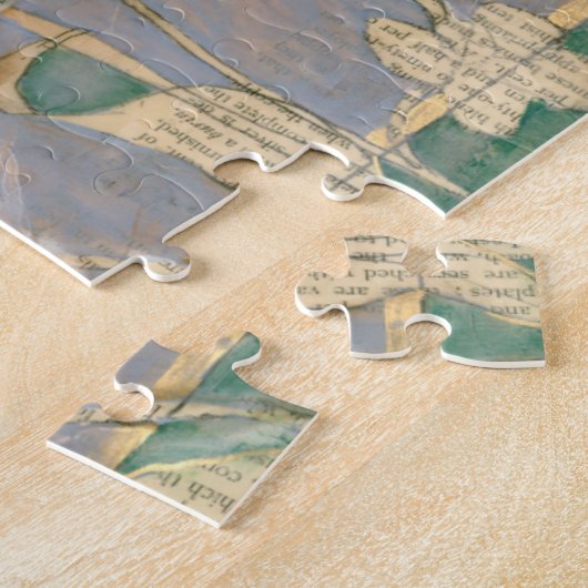 Witte bloemen op Newsprint Achtergrond Legpuzzel (Zijkant)