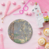 Witte bloemen op Newsprint Achtergrond Papieren Bordje (Feest)