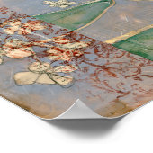 Witte bloemen op Newsprint Achtergrond Poster (Hoek)