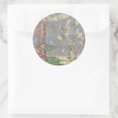 Witte bloemen op Newsprint Achtergrond Ronde Sticker (Tas)