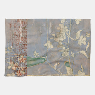 Witte bloemen op Newsprint Achtergrond Theedoek