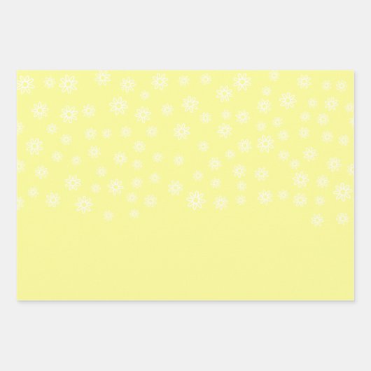 Witte bloemen op pastel geel inpakpapier vel (Voorkant)