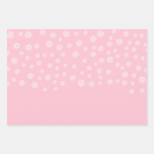 Witte bloemen op pastel roze inpakpapier vel (Voorkant)
