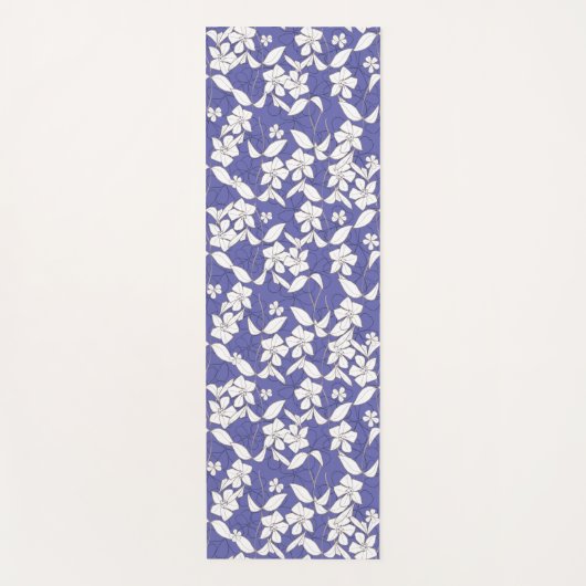 Witte bloemen op Periwinkle Lavender Yogamat (Voorkant)