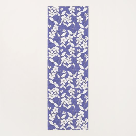 Witte bloemen op Periwinkle Lavender Yogamat (Achterkant)